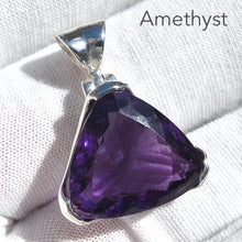 Load image into Gallery viewer, Amethyst Pendant |  Faceted Triangular Trilliant Gemstone | Perfect Deep Purple  | 925 Sterling Silver | Quality Silver Work | Genuine Gems from Crystal Heart Melbourne Australia since 1986