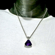 Load image into Gallery viewer, Amethyst Pendant |  Faceted Triangular Trilliant Gemstone | Perfect Deep Purple  | 925 Sterling Silver | Quality Silver Work | Genuine Gems from Crystal Heart Melbourne Australia since 1986
