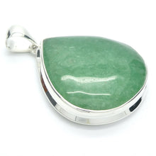 Load image into Gallery viewer, Green Aventurine Pendant | Wide Teardrop Cabochon | Good Sterling Silver stepped bezel setting | Open Back | Known as The  &#39;All Round Healer&#39; | Plexus and Physical Heart |  more natural breathing and all the health benefits accruing from that | Genuine Gems from Crystal Heart Melbourne Australia since 1986