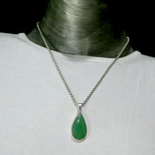 Load image into Gallery viewer, Green Aventurine Pendant | Teardrop Cabochon | Good Sterling Silver stepped bezel setting | Open Back | Known as The  &#39;All Round Healer&#39; | Plexus and Physical Heart |  more natural breathing and all the health benefits accruing from that | Genuine Gems from Crystal Heart Melbourne Australia since 1986