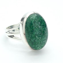 Load image into Gallery viewer, Teardrop Cabochon of Green Aventurine | Ring | US Size 7 | AUS Size N1.2  | Good quality Sterling Silver setting | Known as The  &#39;All Round Healer&#39; | Plexus and Physical Heart |  more natural breathing and all the health benefits accruing from that | Genuine Gems from Crystal Heart Melbourne Australia since 1986