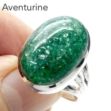 Load image into Gallery viewer, Teardrop Cabochon of Green Aventurine | Ring | US Size 7 | AUS Size N1.2  | Good quality Sterling Silver setting | Known as The  &#39;All Round Healer&#39; | Plexus and Physical Heart |  more natural breathing and all the health benefits accruing from that | Genuine Gems from Crystal Heart Melbourne Australia since 1986