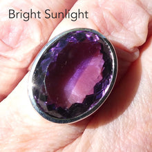 Load image into Gallery viewer, Amethyst Ring | Very Large Faceted Oval | Some Zoning | 925 Sterling Silver | US Size 8 | AUS or EU Size P1/2 | Meditation | Balance | Purifying | Aquarius Pisces | Genuine Gems from Crystal Heart Melbourne Australia since 1986