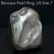 Load image into Gallery viewer, Freshwater Baroque Pearl Ring | 925 Sterling Silver | US Size 7 | AUS Size N1/2  Lovely Lustre and complex organic formation | Bezel set  | Genuine Gems from Crystal Heart Melbourne Australia since 1986