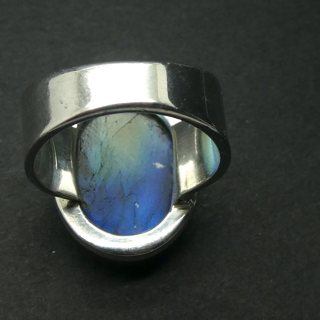 Labradorite Ring | Oval Cabochon | 925 Sterling Silver | Blue Fire | US Size 7 | AUS Size N1/2 | Sagittarius Scorpio Leo Star Stone | Genuine Gems from Crystal Heart Melbourne Australia since 1986