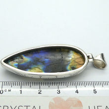 Load image into Gallery viewer, Labradorite Spectrolite Pendant | Large Teardrop Cabochon | 925 Sterling Silver | Blues and Golds Flashing Fire | Sagittarius Scorpio Leo Star Stone | Genuine Gems from Crystal Heart Melbourne Australia since 1986