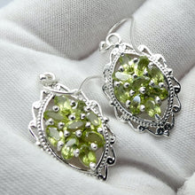 Load image into Gallery viewer, Peridot Gemstone Earrings | 9 Faceted ovals indivdiually claw set  | 925 Sterling Silver | Genuine Gems from Crystal Heart Melbourne Australia since 1986