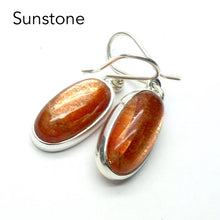 Load image into Gallery viewer, Natural Sunstone Earrings | Sparkling Oval Cabochons | 925 Sterling Silver  | Classic Bezel Setting | Open Back | Positive Uplifting emotions  | Leo Libra Star Stone | Genuine Gems from Crystal Heart Melbourne Australia since 1986