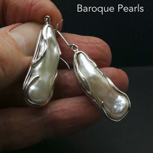 Load image into Gallery viewer, Freshwater Baroque Pearl Earrings | 925 Sterling Silver | Lovely Lustre | Bezel set and held in place by organic tendrils of Silver that overlay the pearl | Genuine Gems from Crystal Heart Melbourne Australia since 1986