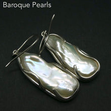 Load image into Gallery viewer, Freshwater Baroque Pearl Earrings | 925 Sterling Silver | Lovely Lustre | Bezel set and held in place by organic tendrils of Silver that overlay the pearl | Genuine Gems from Crystal Heart Melbourne Australia since 1986