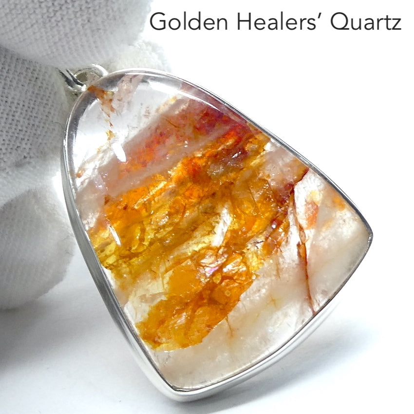 Golden Healers Quartz Pendant  | 925 Sterling Silver | Open Back | Golden Healing Light, Multilevel Healing, protection, creativity | Genuine Gems from Crystal Heart Melbourne Australia since 1986