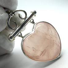 Load image into Gallery viewer, Rose Quartz Heart Pendant | Large Puff Heart | Good Colour | 925 Sterling Silver | Steampunk | Quality Silver work | Taurus Libra | Genuine Gems from Crystal Heart Melbourne Australia since 1986