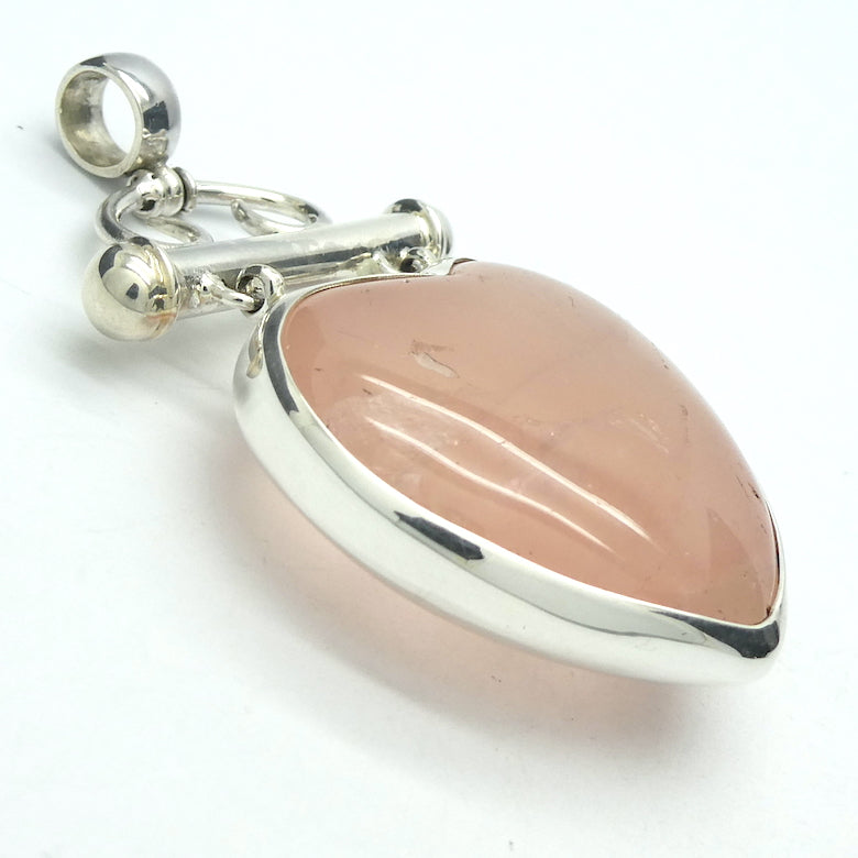 Rose Quartz Heart Pendant | Large Puff Heart | Good Colour | 925 Sterling Silver | Steampunk | Quality Silver work | Taurus Libra | Genuine Gems from Crystal Heart Melbourne Australia since 1986