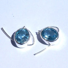 Load image into Gallery viewer, Blue Topaz  Earrings | Flawless Faceted Ovals | sky to swiss  Blue | 925 Sterling Silver | Handcrafted stylish hooks | Genuine Gems from Crystal Heart Melbourne Australia since 1986