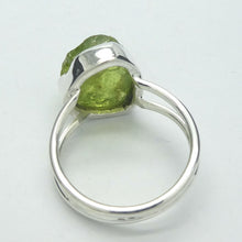 Load image into Gallery viewer, Peridot Ring | Raw Uncut Nugger | Gem Quality | 925 Sterling Silver | Bezel Set |  Open Back | Double Band | US Size 9 | AUS Size R1/2 | Genuine Gems from Crystal Heart Melbourne Australia since 1986