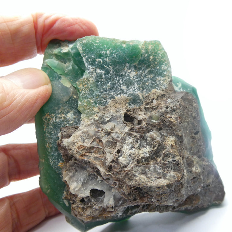 Emerald Chrysoprase | Chrome chalcedony | Mtorolite | Zimbabwe | Natural slice | One side polished | Genuine Gemstones from Crystal Heart Melbourne Australia since 1986