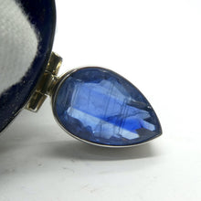 Load image into Gallery viewer, Lapis Lazuli and Kyanite Pendant  | Two cabochons with Faceted Blue Kyanite Accent below | 925 Sterling Silver | Natural stone deep blue spangled with Gold Pyrites | Sagittarius Libra Taurus Capricorn | Meditation | Mindfulness | Inner Truth | Genuine Gems from Crystal Heart Melbourne Australia since 1986