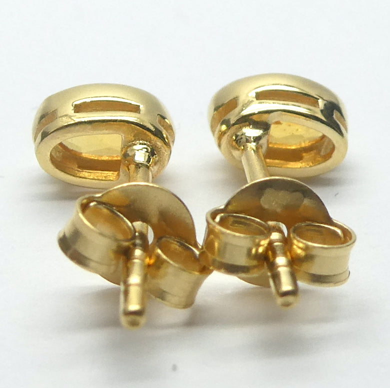 Genuine Mandarin Garnet Stud Earrings | Dainty Faceted Ovals | Gold Plate on 925 Sterling Silver | Vermeil | Prosperity, Creativity & Joy | Genuine Gems from Crystal Heart Melbourne Australia since 1986