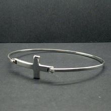Load image into Gallery viewer, Bracelet Bangle with Invisible  Clasp | 925 Sterling Silver | Empowering Christian Cross Symbol | Crystal Heart Melbourne Australia since 1986