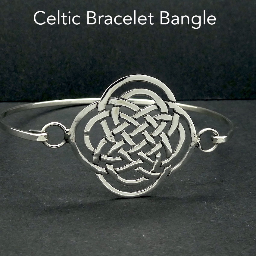 Bracelet Bangle with Invisible clasp | 925 Sterling Silver | Celtic Knotwork | Balance the 4 elements | Crystal Heart Melbourne Australia since 1986