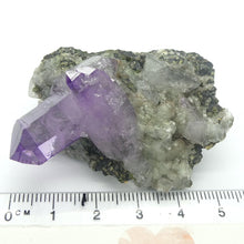 Load image into Gallery viewer, Vera Cruz Amethyst Cluster | 2 perfect points on Matrix | Natural uncut Crystal | Violet Flame | Meditation | Purify | Balance | Transcend | Genuine Gems from Crystal Heart Melbourne since 1986