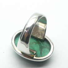 Load image into Gallery viewer, Malachite Ring | Oval Cabochon | Strong Bezel Setting |  Open Backed | Wide Band | 925 Sterling Silver |  US Size 8.75 | AUS Size R | Detox, Feminine Power, Healing Nature | Capricorn Scorpio | Genuine Gems from Crystal Heart Melbourne Australia since 1986