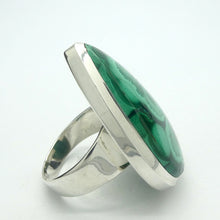 Load image into Gallery viewer, Malachite Ring | Large Teardrop Cabochon | Strong Bezel Setting |  Open Backed | Wide Band | 925 Sterling Silver |  US Size 7.75 | AUS Size P | Detox, Feminine Power, Healing Nature | Capricorn Scorpio | Genuine Gems from Crystal Heart Melbourne Australia since 1986