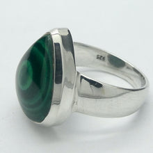 Load image into Gallery viewer, Malachite Ring | Teardrop Cabochon | Strong Bezel Setting |  Open Backed | Wide Band | 925 Sterling Silver |  US Size 7  | AUS Size N1/2 | Detox, Feminine Power, Healing Nature | Capricorn Scorpio | Genuine Gems from Crystal Heart Melbourne Australia since 1986