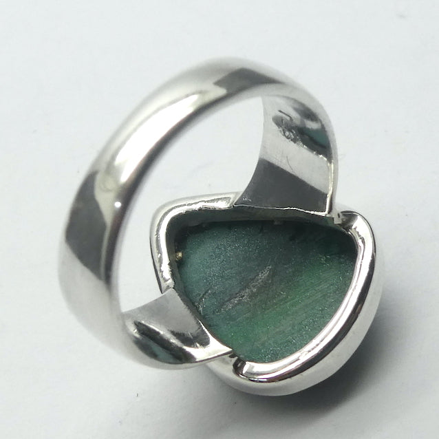 Malachite Ring | Teardrop Cabochon | Strong Bezel Setting |  Open Backed | Wide Band | 925 Sterling Silver |  US Size 7  | AUS Size N1/2 | Detox, Feminine Power, Healing Nature | Capricorn Scorpio | Genuine Gems from Crystal Heart Melbourne Australia since 1986