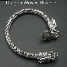 Load image into Gallery viewer, Woven Silver Dragon Bracelet  | Heavy woven 925 Sterling Silver | Dragons Head endings and s shaped clasp | Superb detail | Crystal Heart Melbourne Australia since 1986