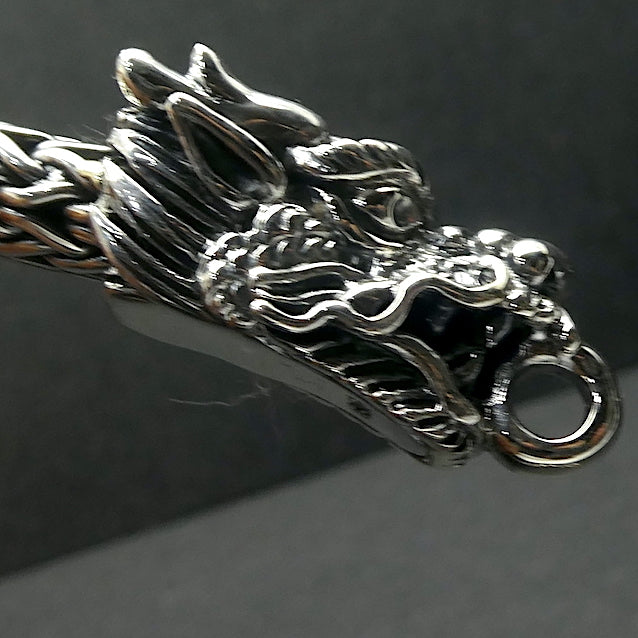 Woven Silver Dragon Bracelet  | Heavy woven 925 Sterling Silver | Dragons Head endings and s shaped clasp | Superb detail | Crystal Heart Melbourne Australia since 1986