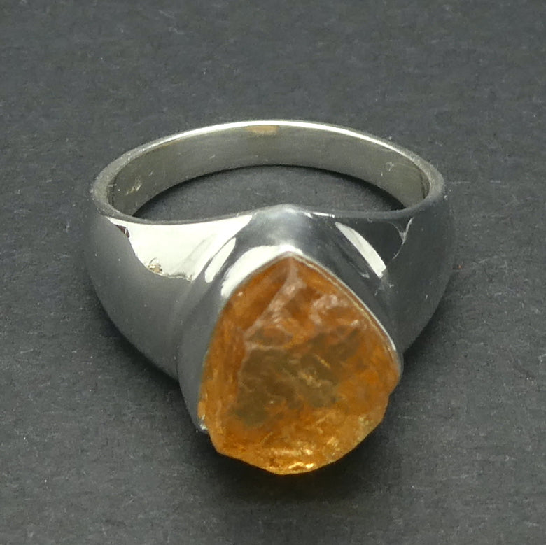 Golden Topaz Ring | Raw Gem Quality nugget | Solid Signet Style in 925 Sterling Silver | US Size 7 | AUS Size N1/2 | Scorpio Stone | Warm fulfilling healing energy | Emotional independence | Manifestation | Genuine Gems from Crystal Heart Melbourne since 1986