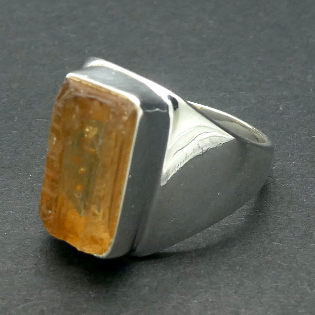 Golden Topaz Ring | Raw Gem Quality Crystal  | Solid Signet Style in 925 Sterling Silver | US Size 7.5 | AUS Size O1/2 | Scorpio Stone | Warm fulfilling healing energy | Emotional independence | Manifestation | Genuine Gems from Crystal Heart Melbourne since 1986