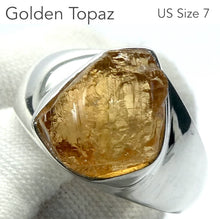Load image into Gallery viewer, Golden Topaz Ring | Raw Gem Quality nugget | Solid Signet Style in 925 Sterling Silver | US Size 7 | AUS Size N1/2 | Scorpio Stone | Warm fulfilling healing energy | Emotional independence | Manifestation | Genuine Gems from Crystal Heart Melbourne since 1986
