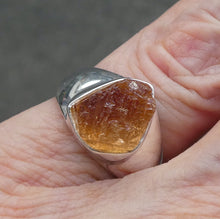 Load image into Gallery viewer, Golden Topaz Ring | Raw Gem Quality nugget | Solid Signet Style in 925 Sterling Silver | US Size 7 | AUS Size N1/2 | Scorpio Stone | Warm fulfilling healing energy | Emotional independence | Manifestation | Genuine Gems from Crystal Heart Melbourne since 1986