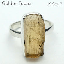 Load image into Gallery viewer, Golden Topaz Ring | Nice Clear Raw Crystal  | Bezel Set | Open Back |  925 Sterling Silver | US Size 7 | AUS Size N1/2 | Scorpio Stone | Warm fulfilling healing energy | Emotional independence | Manifestation | Genuine Gems from Crystal Heart Melbourne since 1986