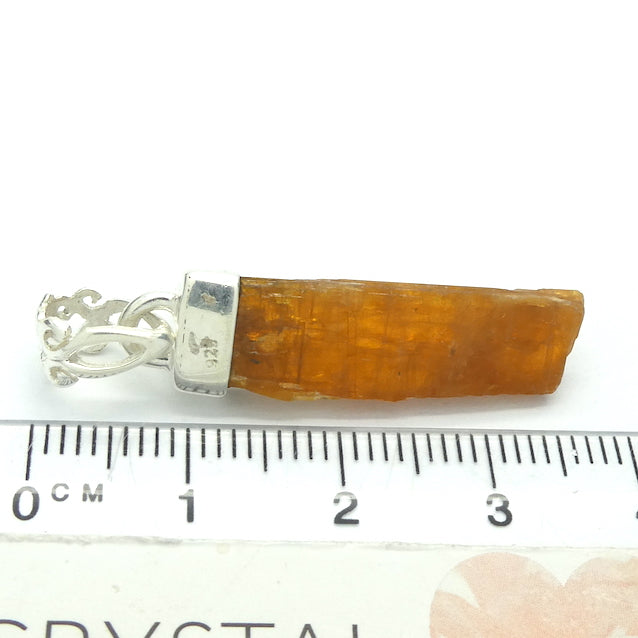  Raw Orange Kyanite Pendant | Faceted Garnet Accent | 925 Sterling Silver | Energise and Focus | Protective for EMFs and Negativity | Vision and Motivation | Download Higher Information | Genuine Gems from Crystal Heart Melbourne Australia since 1986