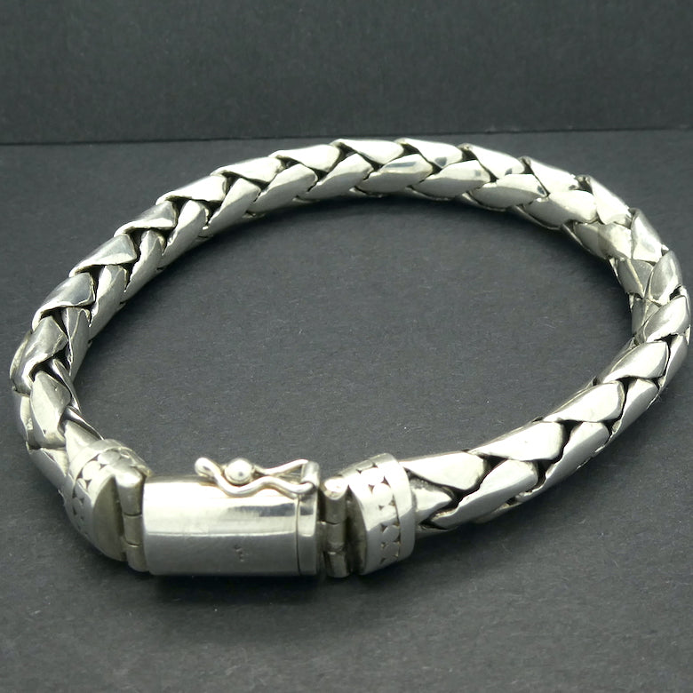 Woven Bracelet | 925 Sterling Silver | 23 cms long | Strong Push Pull Clasp | Safety | Crystal Heart Melbourne Australia since 1986