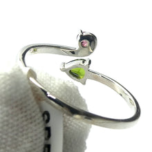 Load image into Gallery viewer, Tourmaline Ring | Two Faceted Sones | Green Teardrop | Red Round | 925 Sterling | Adjustable | US Size 5, 6, 7, 8 | Supercharge and unblock the heart | Emotional Clarity | Self Empowerment | Genuine Gems from Crystal Heart Australia since 1986