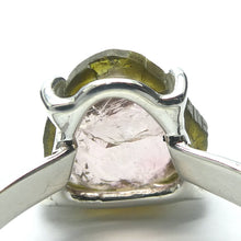 Load image into Gallery viewer, Watermelon Tourmaline Ring | Polished Slice | Raw Edges | 925 Sterling Silver Band | US Size 9 | AUS Size R1/2 | Star Stone Virgo Gemini Libra Taurus | Genuine Gems from Crystal Heart Melbourne Australia since 1986