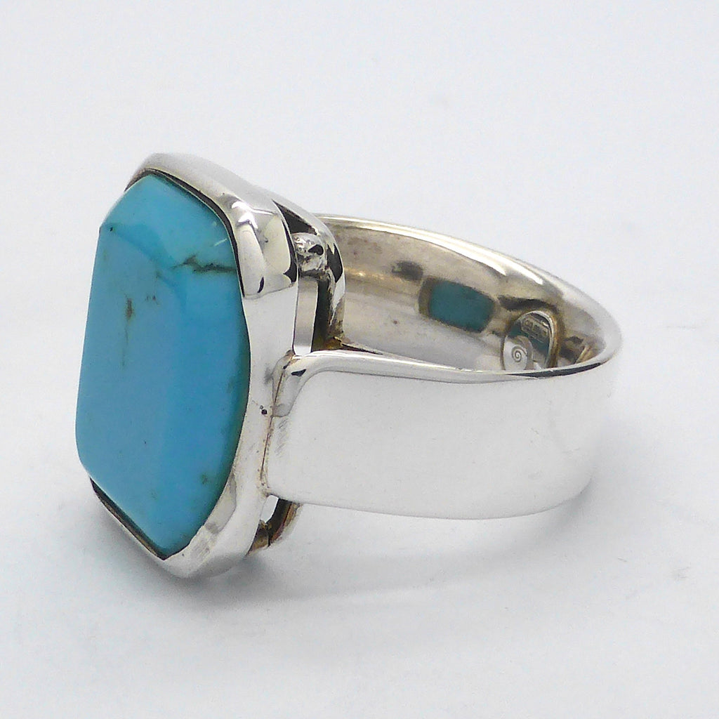 Arizona Turquoise 925 Sterling Silver Unisex Ring | Francesco Italian Design | Oblong Stone | Masculine | Crystal Heart Gemstone Jewellery Melbourne Australia since 1986