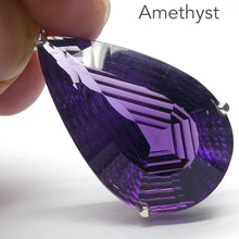 Load image into Gallery viewer, Amethyst Pendant | Large Faceted Teardrop Gemstone | AAA Grade | Deep cut | Special fancy cut on reverse | 925 Sterling Silver | Mesmerising Beauty | Quality Silver Work | Genuine Gems from Crystal Heart Melbourne Australia since 1986