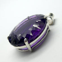 Load image into Gallery viewer, Amethyst Pendant | Large Faceted Oval Gemstone | AAA Grade | Deep cut | Special fancy cut on reverse | 925 Sterling Silver | Mesmerising Beauty | Quality Silver Work | Genuine Gems from Crystal Heart Melbourne Australia since 1986