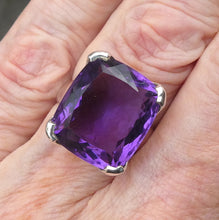 Load image into Gallery viewer, Amethyst Ring | Faceted Oblong Stone | Flawless deep Imperial Purple | 925 Sterling Silver  | US Size 8 | AUS Size P1/2 | Genuine Gems from Crystal Heart Australia since 1986
