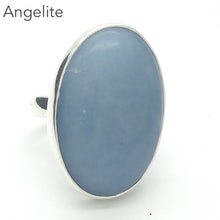 Load image into Gallery viewer, Angelite Ring | Oval Cabochon | 925 Sterling Silver | Light Blue Stone | Peaceful and Soothing | Wholesomeness and Contentment | Allowing Deep Healing and Intuitive or Angelic connection | Genuine gems from Crystal Heart Melbourne Australia since 1986