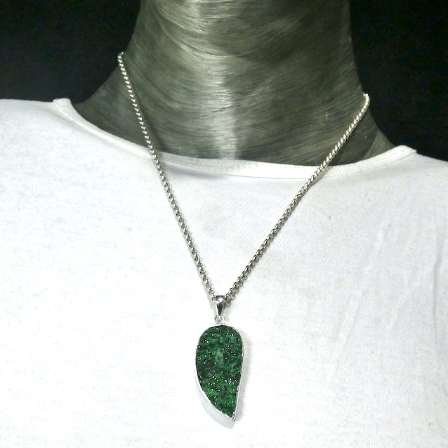 Uvarovite Cluster Pendant | Vivid Green Well Defined Small Crystals | 925 Sterling Silver | Rare Green Garnet | Genuine Gems from Crystal Heart Melbourne Australia since 1986