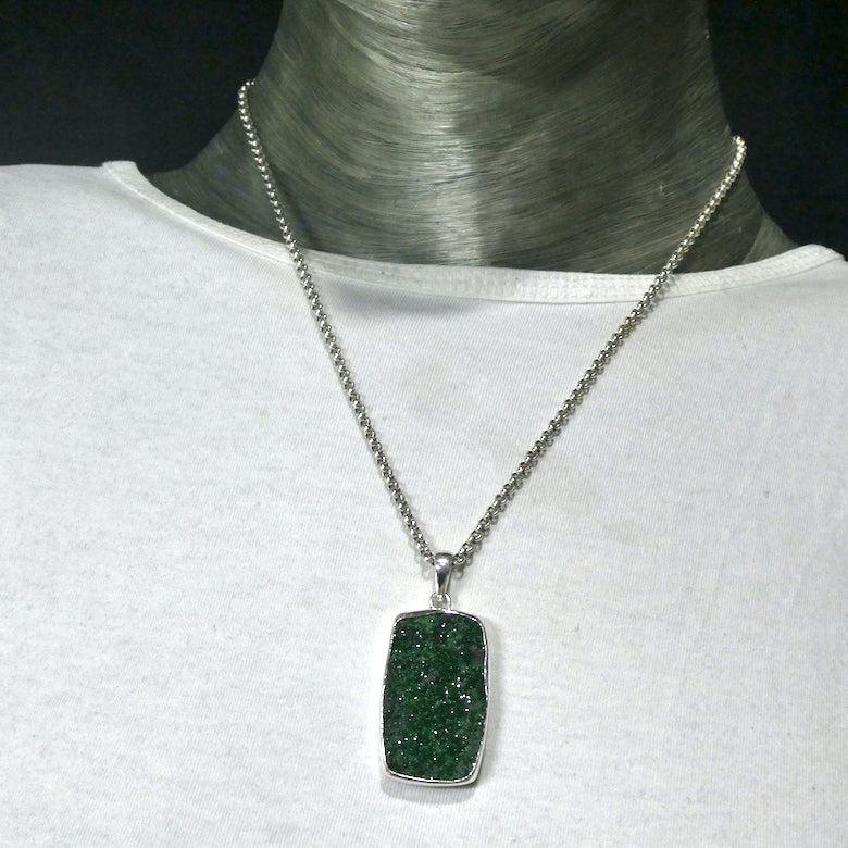 Uvarovite Cluster Pendant | Vivid Green Well Defined Small Crystals | 925 Sterling Silver | Rare Green Garnet | Genuine Gems from Crystal Heart Melbourne Australia since 1986