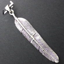 Load image into Gallery viewer, Pendant Feather | 925 Sterling Silver | Slim Feather | Life like detail |  Eagle&#39;s head  on reverse | Crystal Heart Melbourne Australia since 1986