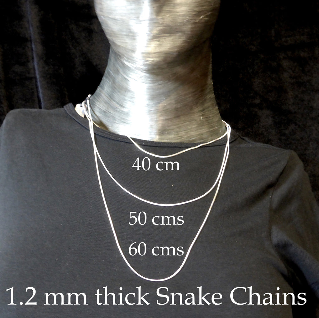 Snake Chains 1.2 mm | 925 Sterling Silver| lengths 40 cm | 45 cm | 50 cm | 55 cm | 60cm | 65 cm | 70 cm | Crystal Heart Melbourne Australia since 1986