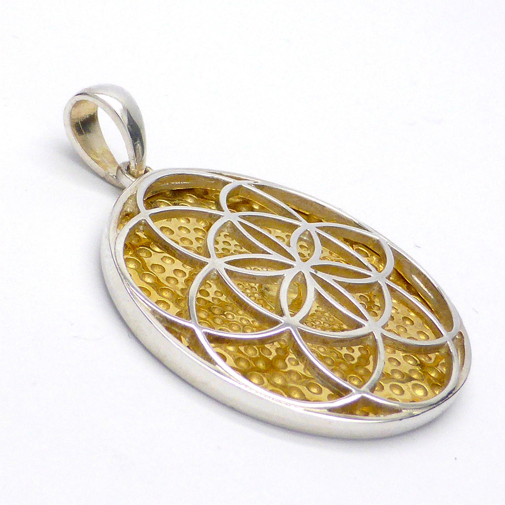 Flower and Seed of Life combined Pendant | 925 Sterling Silver & Gold Plate | Harmonise Personal with Universal | Crystal Heart Australia since 1986